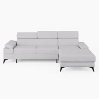 ECKSOFA VENTO Rechts Creme Velours Premium L-Form Couch mit Schlaffunktion & Bettkasten - Creme/Schwarz, Holz (261/190cm) - Barchello