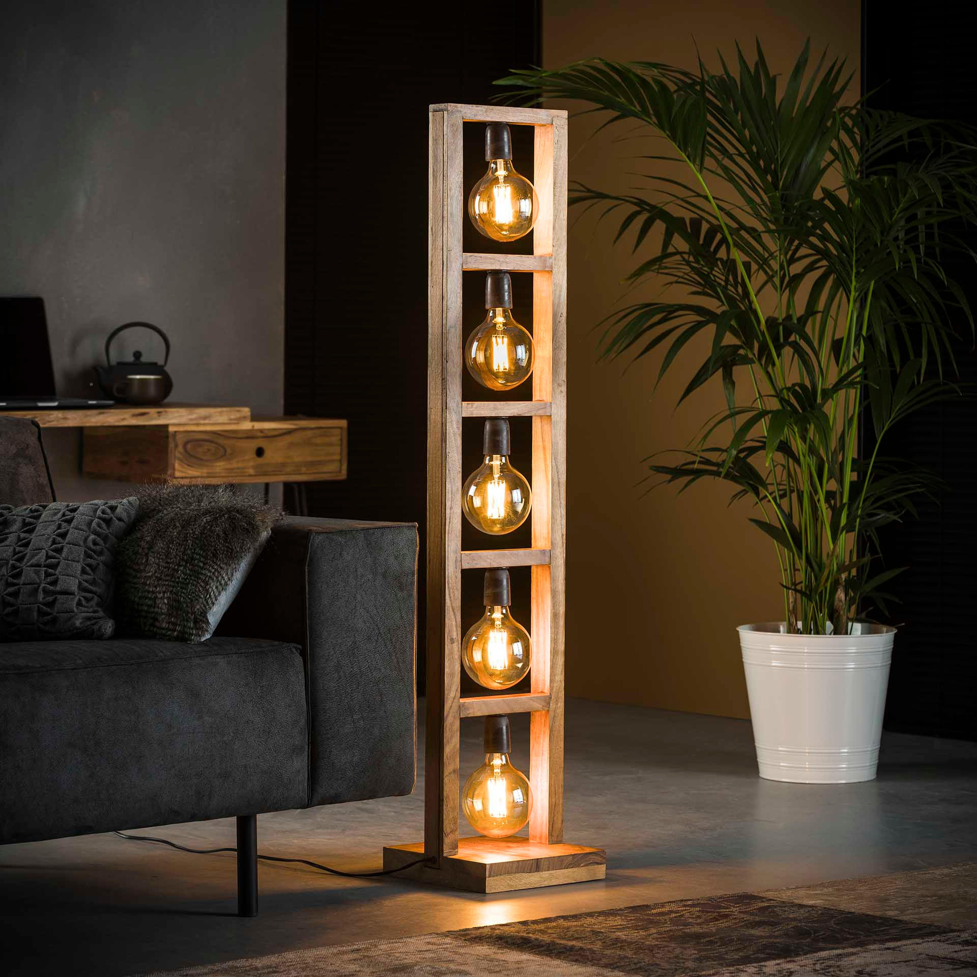 STEHLEUCHTE Modulo Beige 28/28/ 135 cm - Beige, Holz (28/28/135cm) - Hoyz Collection