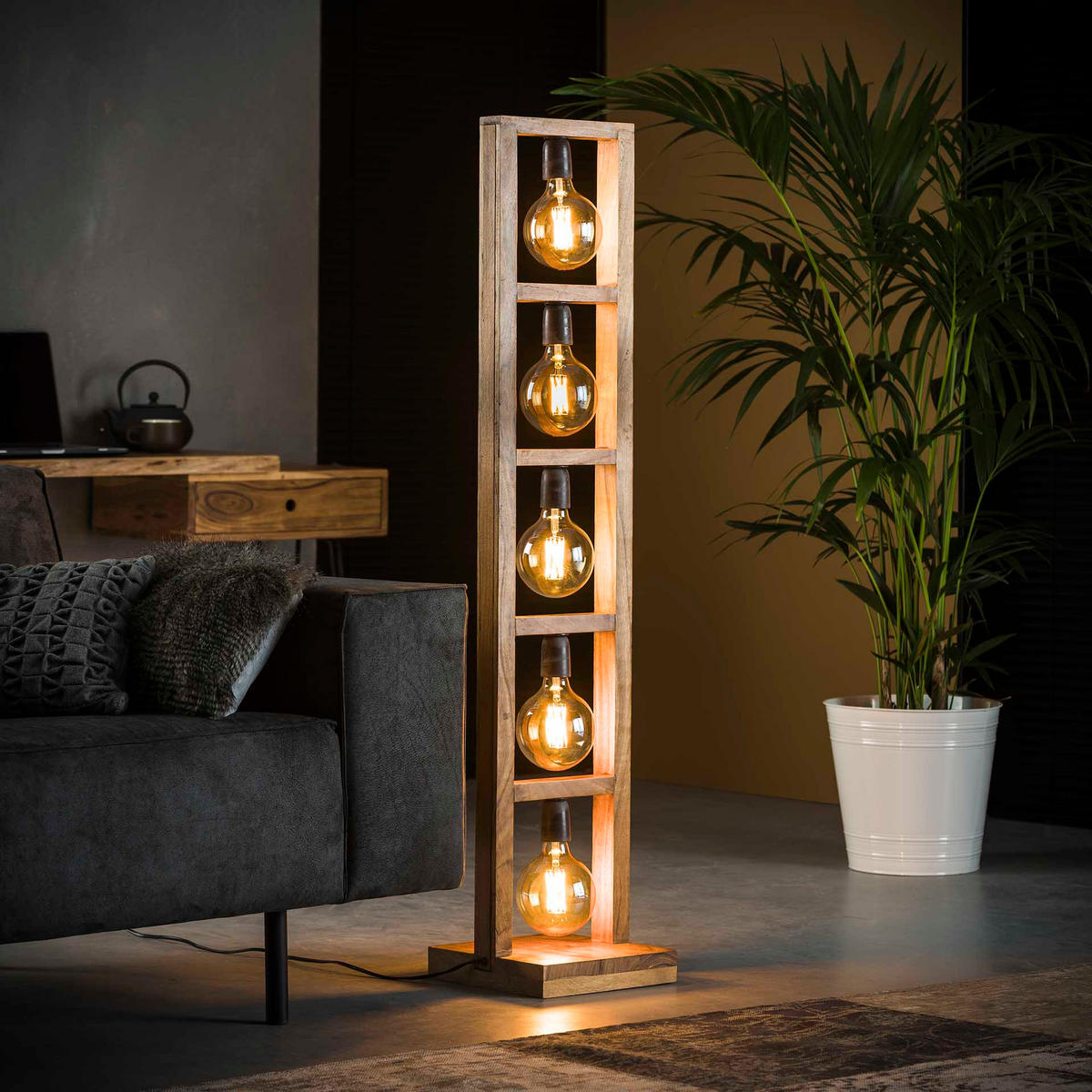 STEHLEUCHTE Modulo Beige 28/28/ 135 cm - Beige, Holz (28/28/135cm) - Hoyz Collection