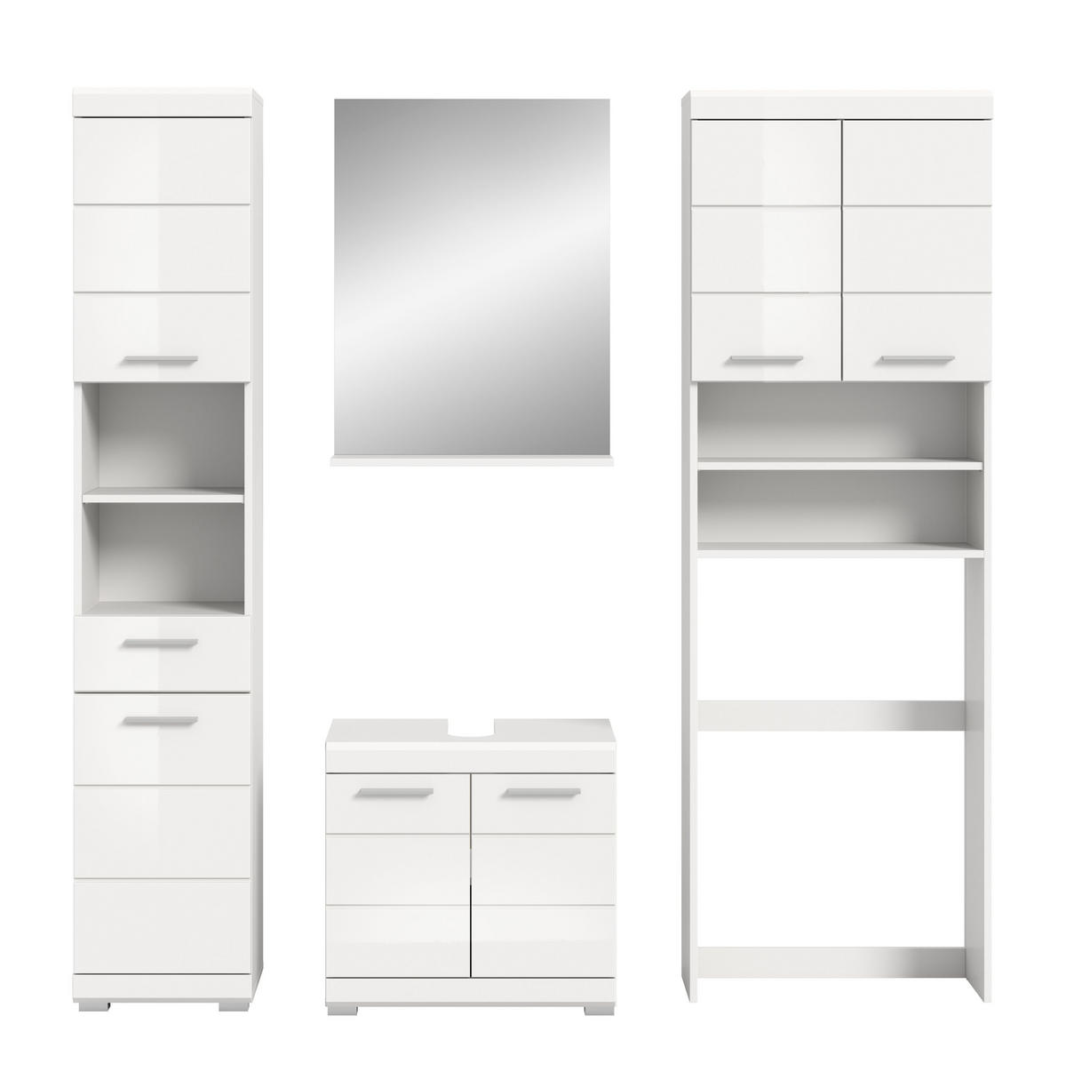 BADKOMBINATION 4tlg. Scout Bad in weiß Nachbildung und weiß hochglanz B/H/T: 190x191x34 cm - Weiß, Holz (190/191/34cm)