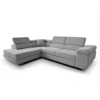 ECKSOFA L Form Konak Hellgrau 276/201/90 cm Links mit Schlaffunktion - Silberfarben/Hellgrau, Textil/Metall (203/276cm) - AX Living
