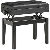 KLAVIERBANK, Klavierhocker, Schwarz - Schwarz, Holz (35/56/63cm) - HOMCOM