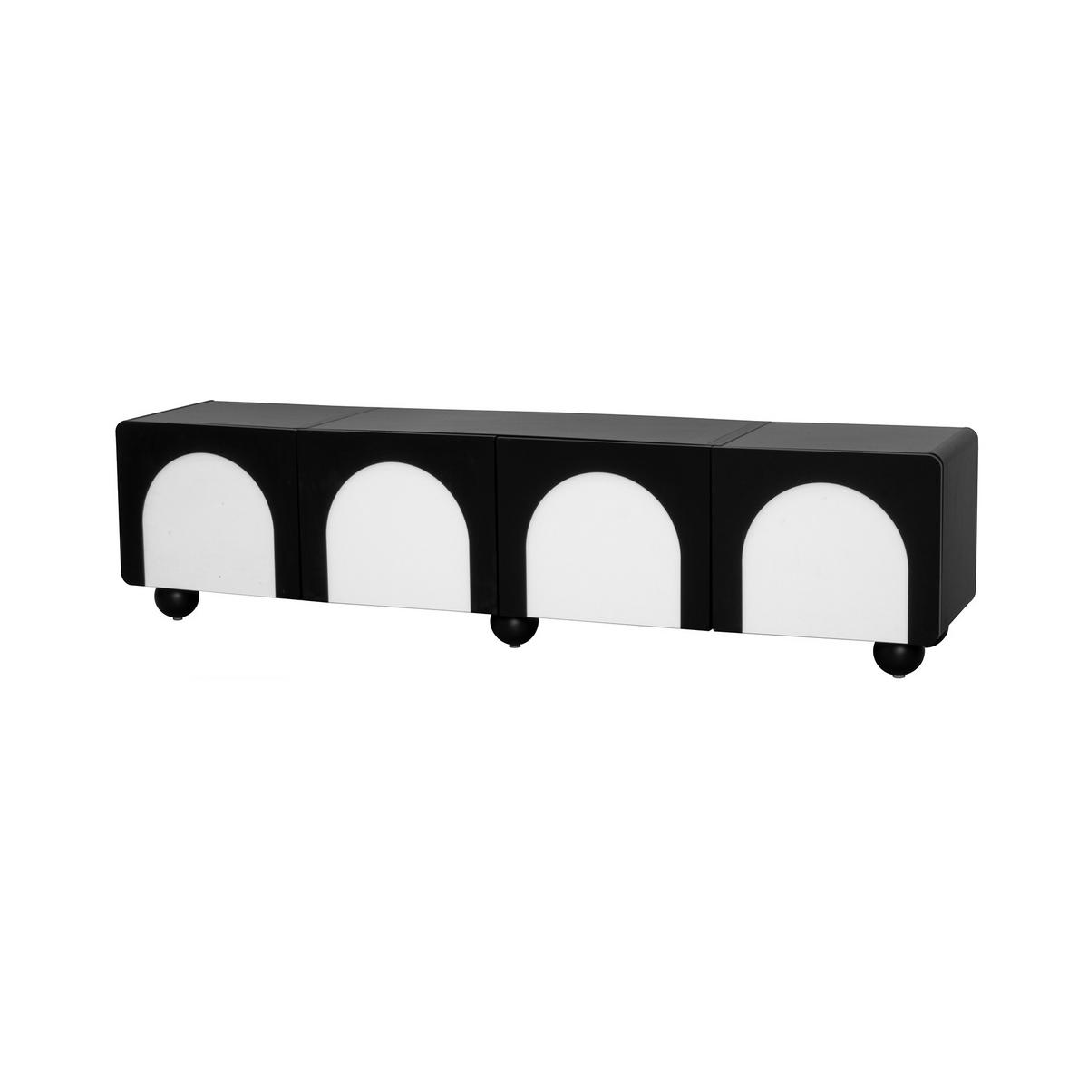 TV-SCHRANK aus MDF und PB 180x38x45 cm Schwarz-Weiß mit 2 Schubladen, 2 Türen und Kabelmanagement - Schwarz, Holzwerkstoff (180/45/38cm) - Modfu