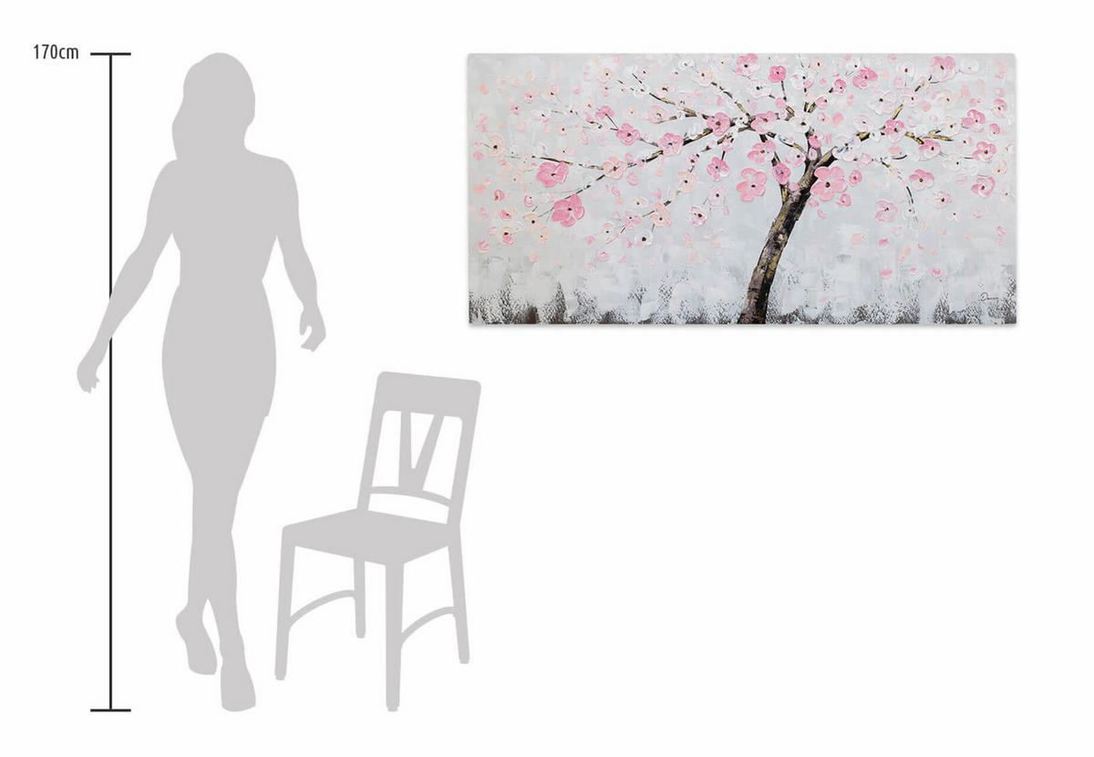 ACRYLBILD HANDGEMALT 120/60 cm - Pink/Grau, Holz/Textil (1.82/60cm) - KUNSTLOFT
