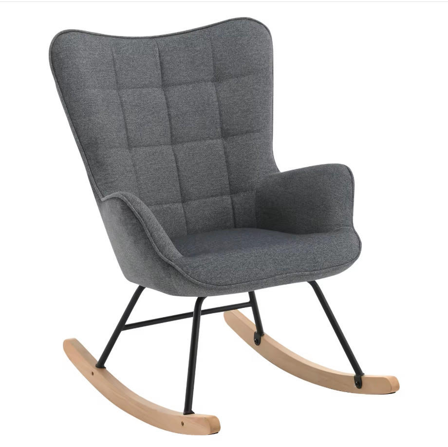 SCHAUKELSTUHL Dunkelgrau Samt mit Hoher Rückenlehne - Dunkelgrau, Textil (65/95/67.5cm) - Oxeza