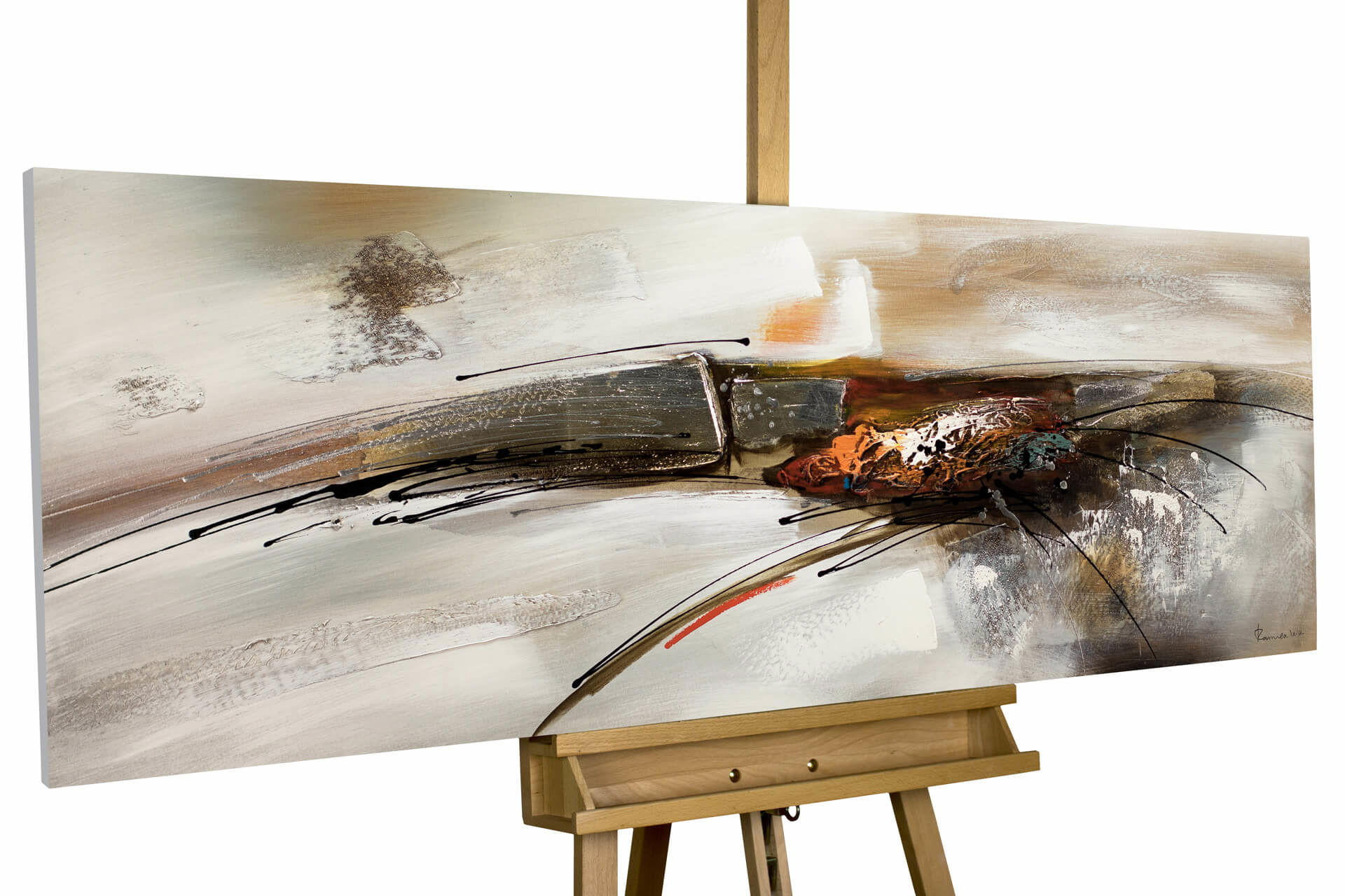 Kunstloft Ölgemälde Silber, Kupfer 150x50 cm