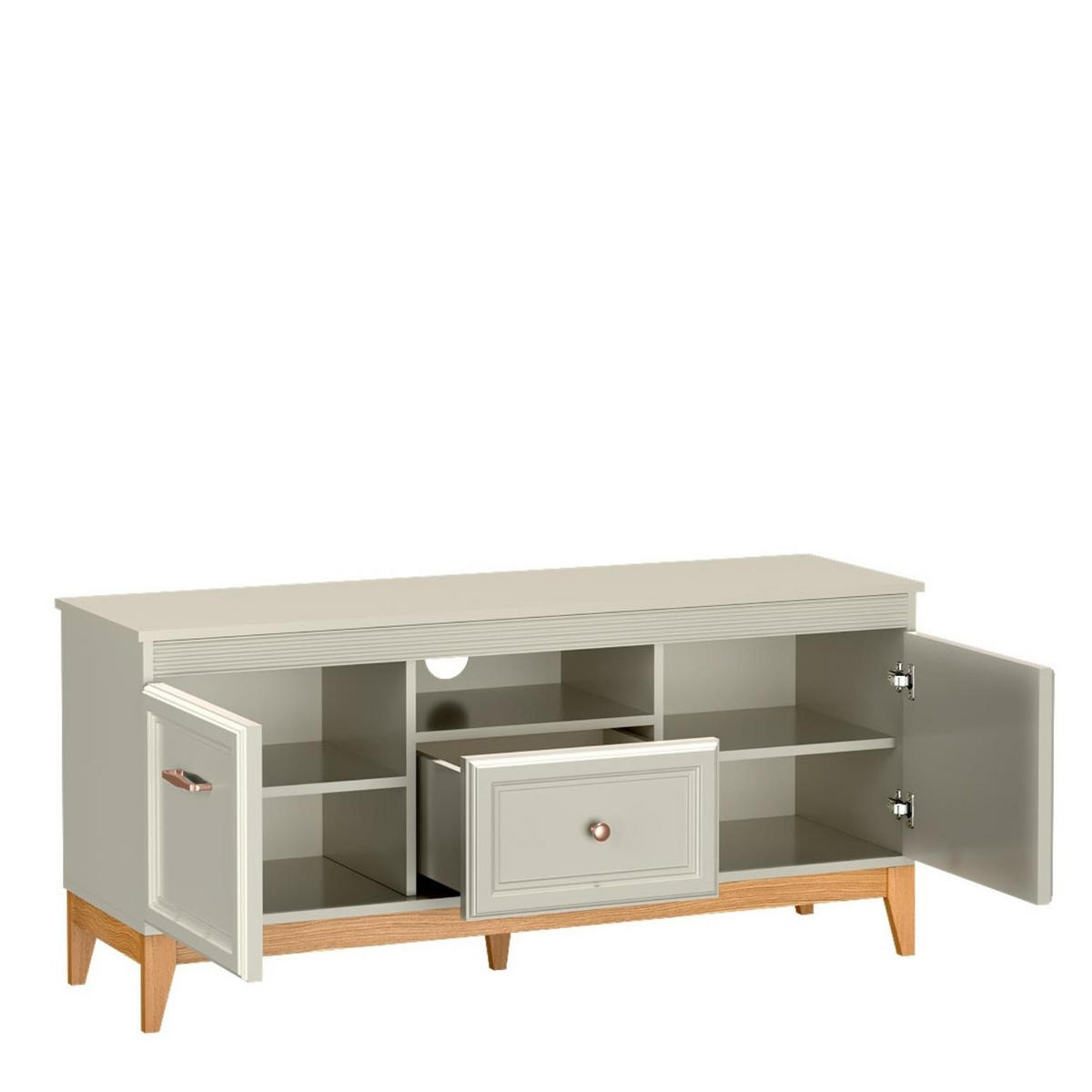 RTV-SCHRANK Windsor Kaschmir, Dreitüriger TV-Tisch mit Schublade - Kaschmir, Holzwerkstoff (136/62/41cm) - Bettso