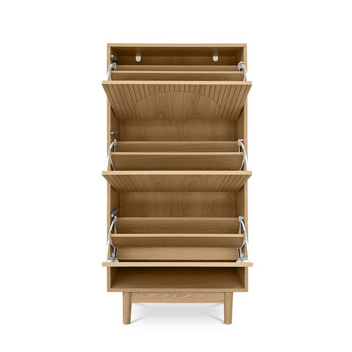 SCHUHSCHRANK Skandinavischer mit 3 Fächern in Eichenoptik - LILA - Eichefarben/Beige, Holzwerkstoff/Metall (60/125.5/23.5cm) - Sicaan