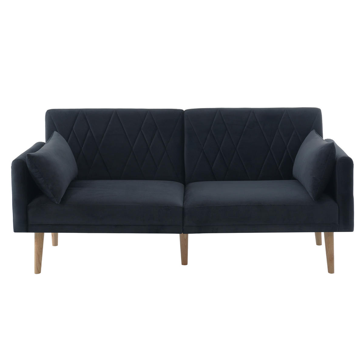 SCHLAFSOFA mit Schlaffunktion und verstellbaren Armlehnen Samt Schwarz 180/75/82 cm - Schwarz, Textil (180/82/75cm) - OKWISH