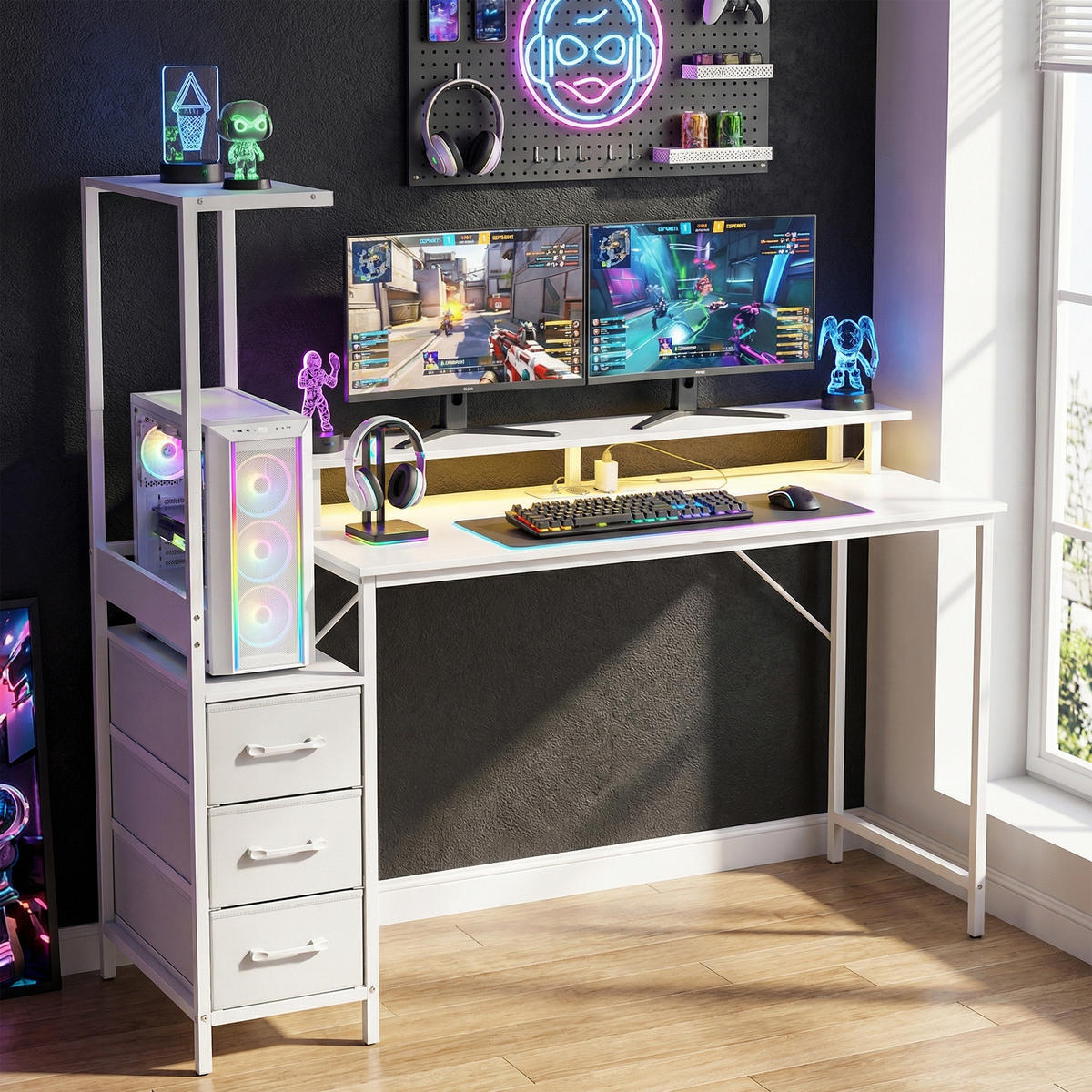 BÜROTISCH Weiß 1 Stück - Weiß, Holzwerkstoff (47/147/130cm) - GiPP