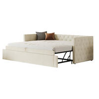 POLSTERBETT Schlafsofa 90/200 cm ausziehbar mit Lattenrost und Samtbezug, Beige - Beige, Textil (90/200cm) - Redom