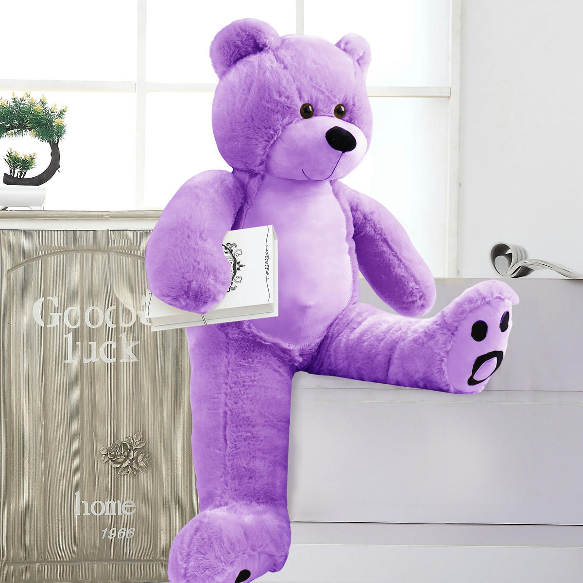 TEDDY Plüschtiere Lila 92cm - Lila, Textil (30/35cm) - Vercart