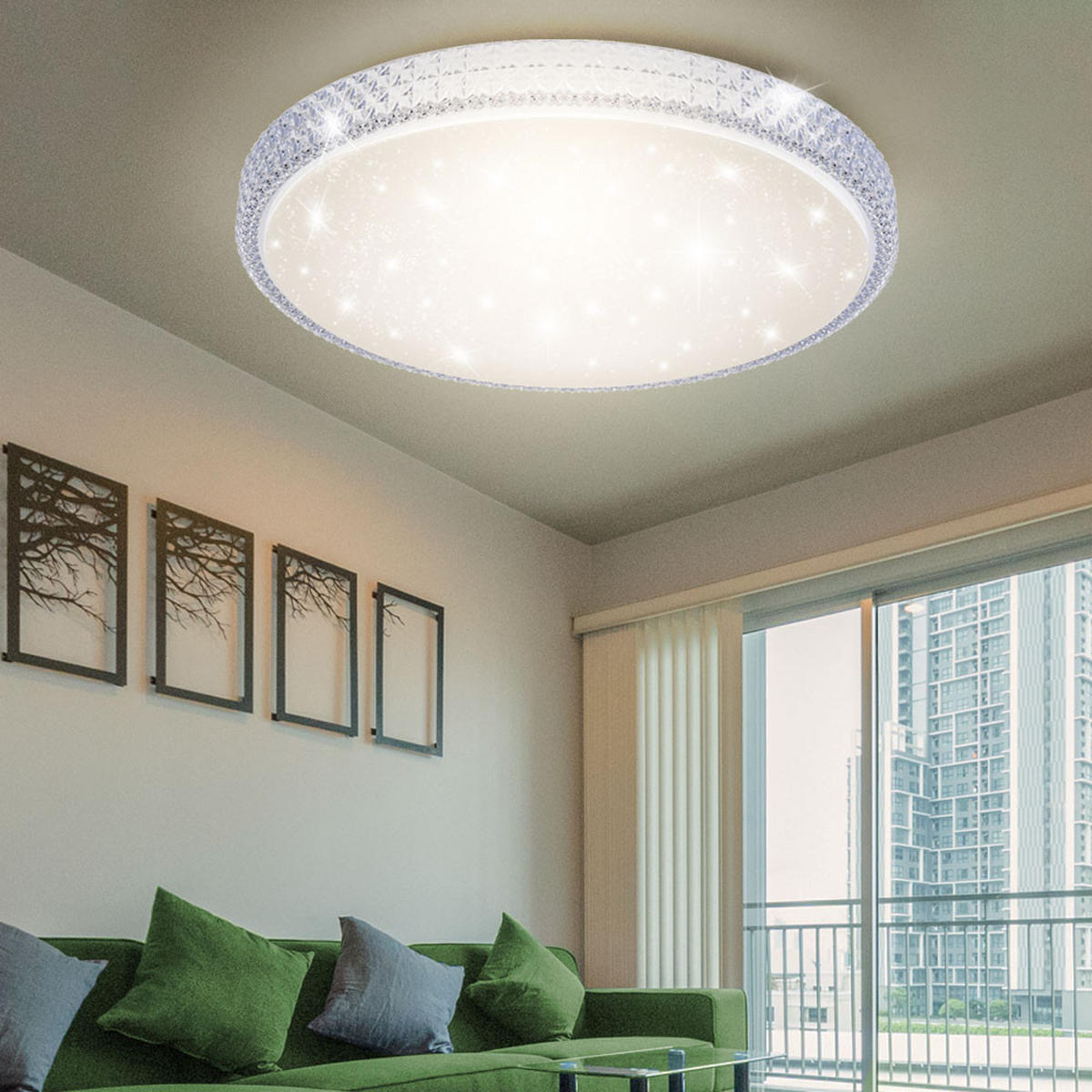 LED DECKENLEUCHTE Kristalle Weiß - Weiß, Metall (60/60/11cm)