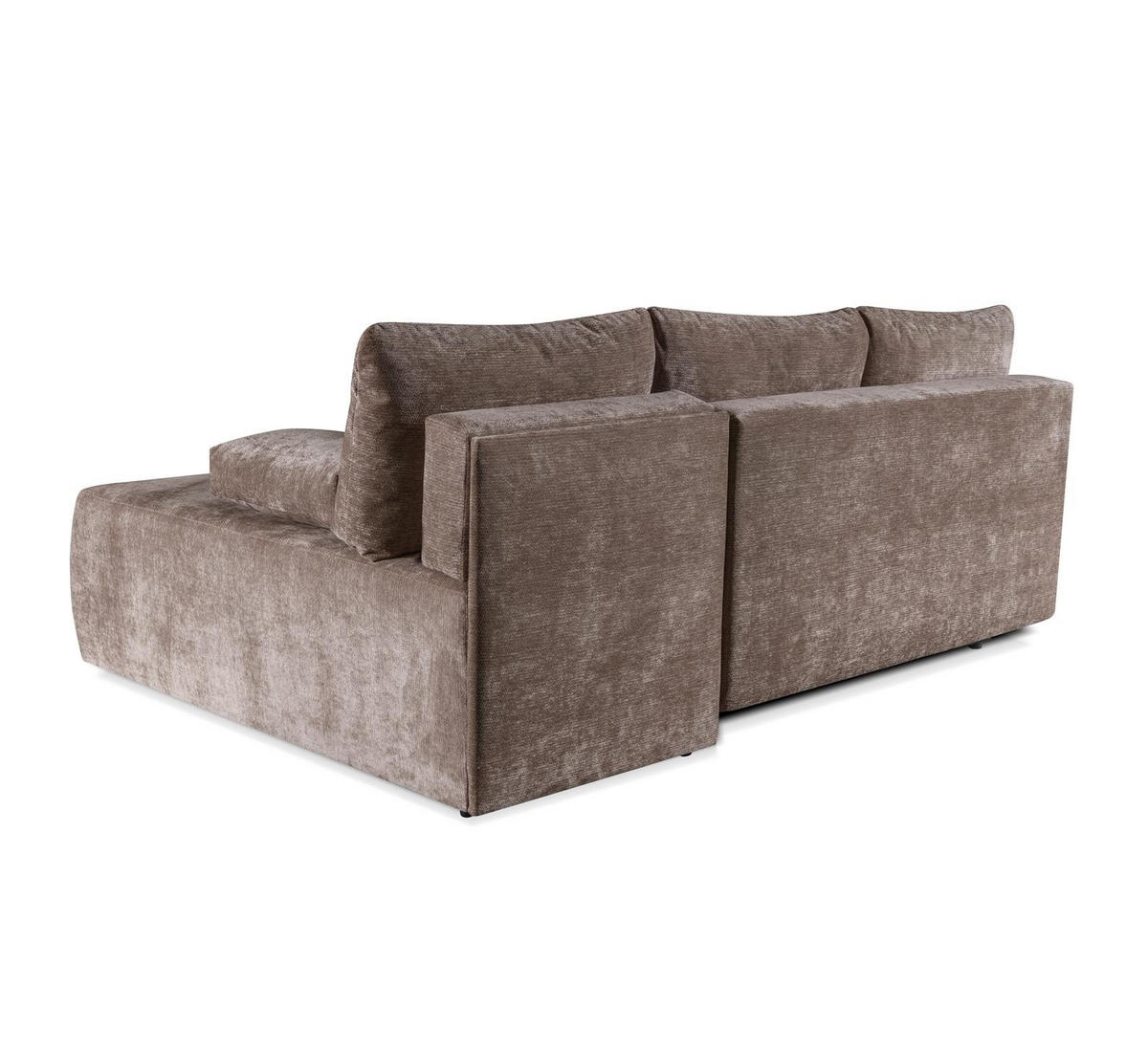ECKSOFA mit Schlaffunktion LOFER - Chenille-Stoff Taupe - Rechtsseitig - Taupe, Textil (206/155cm) - Bettso