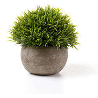 KÜNSTLICHE Topfpflanze Gras Bonsai 6er-Set Beton-Optik - Grün, Kunststoff (12.5cm)