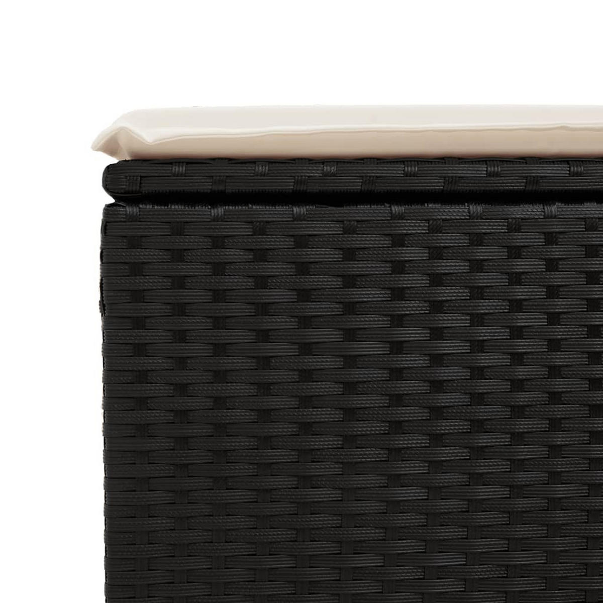 GARTENHOCKER Mit Kissen Schwarz 55/55/37 Cm Poly Rattan - Schwarz, Kunststoff (55/37/55cm) - vidaXL