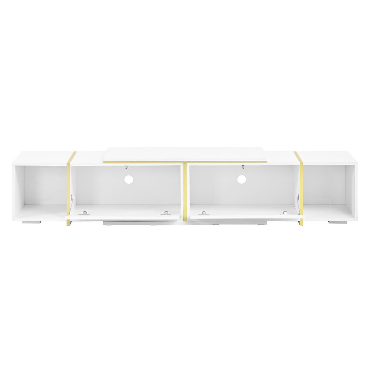 TV-LOWBOARD ausziehbar mit Hochglanzfront und Fächern - Weiß, Holzwerkstoff (275/37/35cm) - FLIEKS