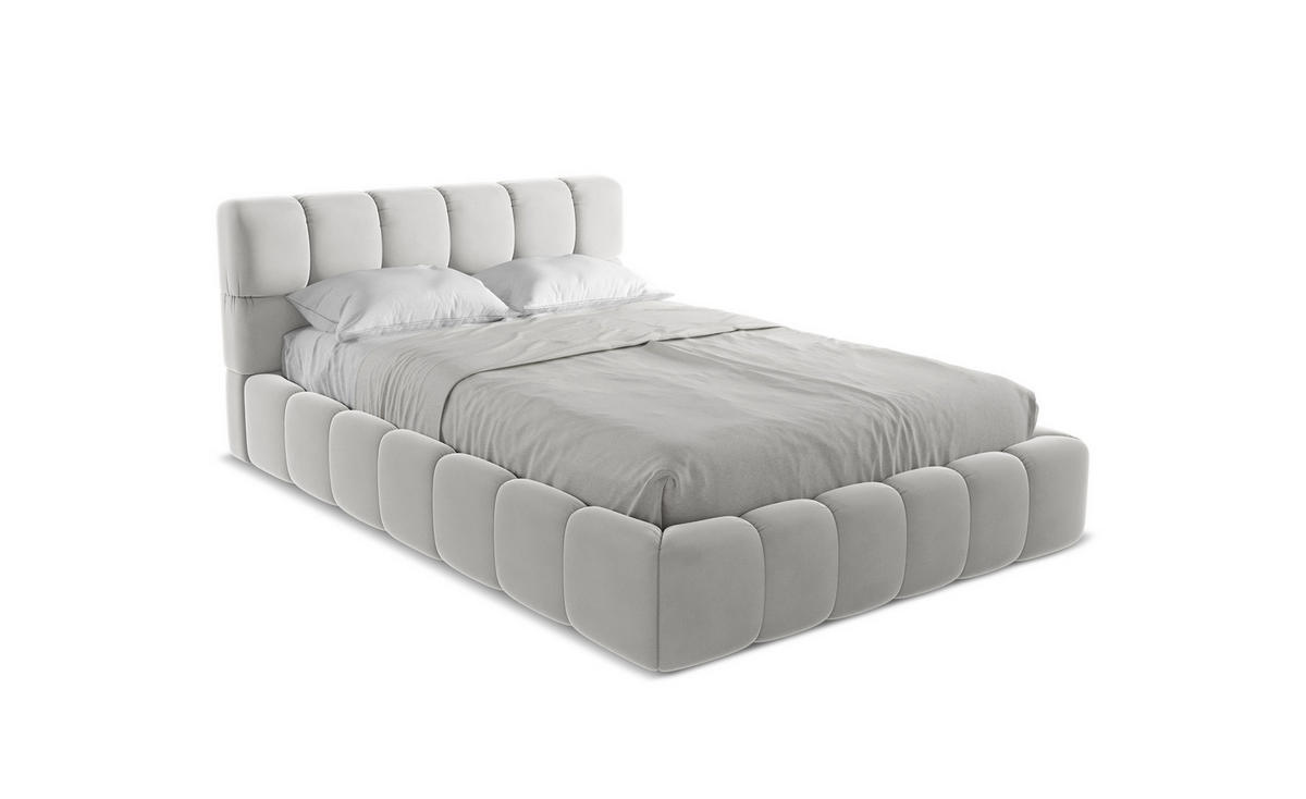 POLSTERBETT mit Bettkasten und Lattenrost 160x228 Grau - Silberfarben/Schwarz, Kunststoff/Textil (140/200cm) - Makamii