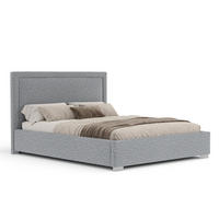 POLSTERBETT Ordina Grau 160/200 cm im Plüsch-Stoff - Silberfarben/Naturfarben, Holz/Holzwerkstoff (160/200cm) - Maison de Reve