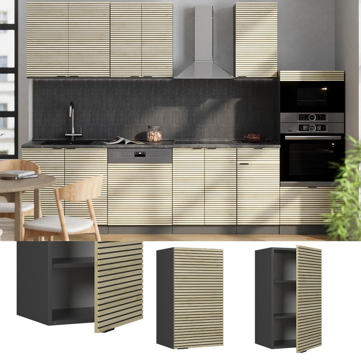 HÄNGESCHRANK Fame-Line Eiche Paneel 40 cm - Eichefarben/Anthrazit, Holzwerkstoff (40/72/34.1cm) - Vicco