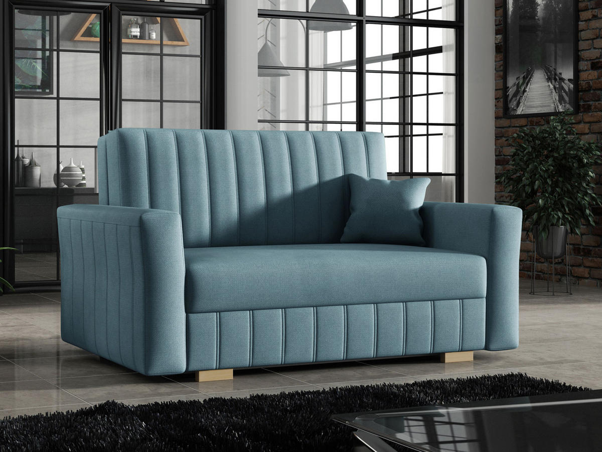 SCHLAFSOFA Viva Glam II - Naturfarben/Hellblau, Holz/Kunststoff (145/85/98cm) - MIRJAN24