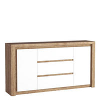 KOMMODE VARUS 184/97,5/40,5cm mit 3 Schubladen 2 Türen Eichefarben - Eichefarben/Weiß, Holzwerkstoff (184/97.5/40.5cm) - MASSENO