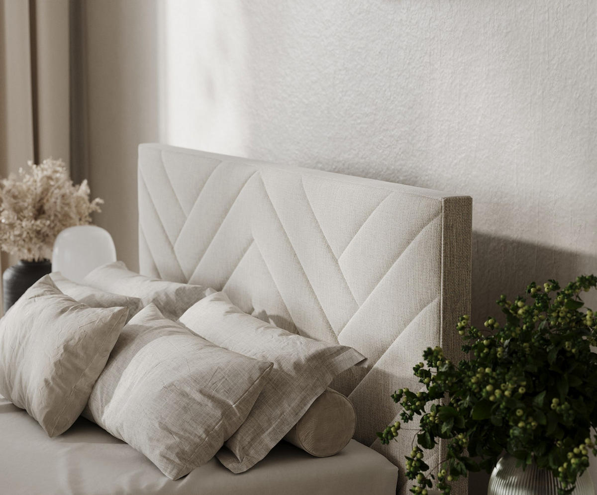 POLSTERBETT Arco 160/200 cm Beige im Inari Stoff - Beige/Schwarz, Holz/Holzwerkstoff (160/200cm) - AltaBeds