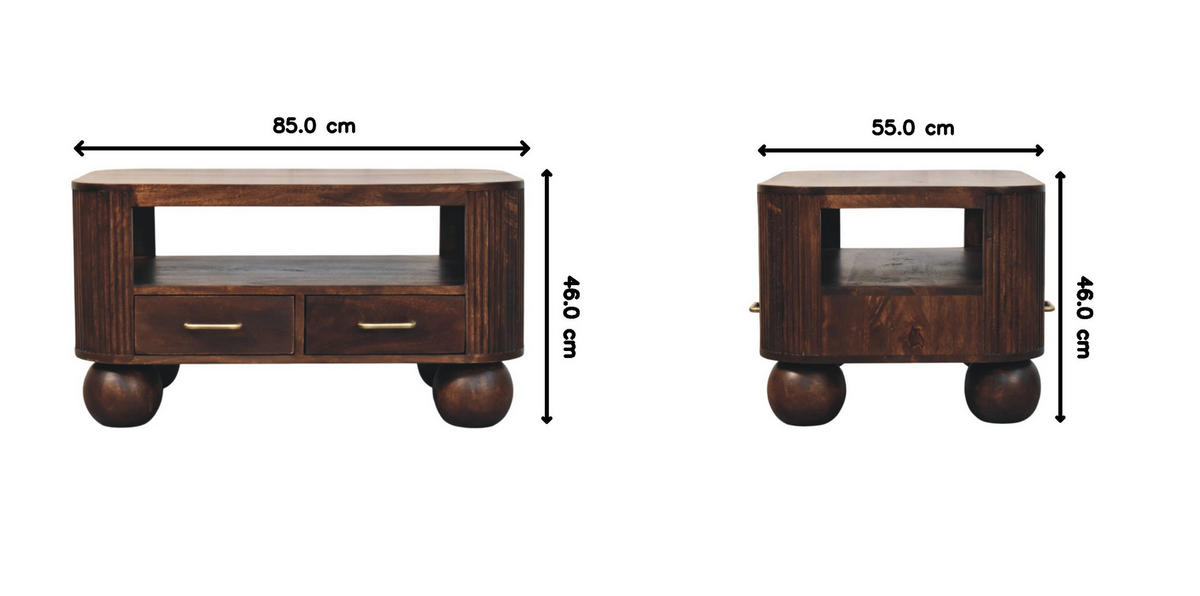 COUCHTISCH California, 2 Schubladen, Dunkelbraun - Dunkelbraun, Holz (85/55/46cm) - Artisan Furniture