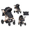 KINDERWAGEN 2 in 1 Thira schwarz Babywanne, umbaubar, Sportsitz, Fußabdeckung - Schwarz, Metall (96/61/107cm) - Moni
