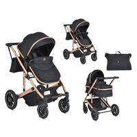 KINDERWAGEN 2 in 1 Thira schwarz Babywanne, umbaubar, Sportsitz, Fußabdeckung - Schwarz, Metall (96/61/107cm) - Moni