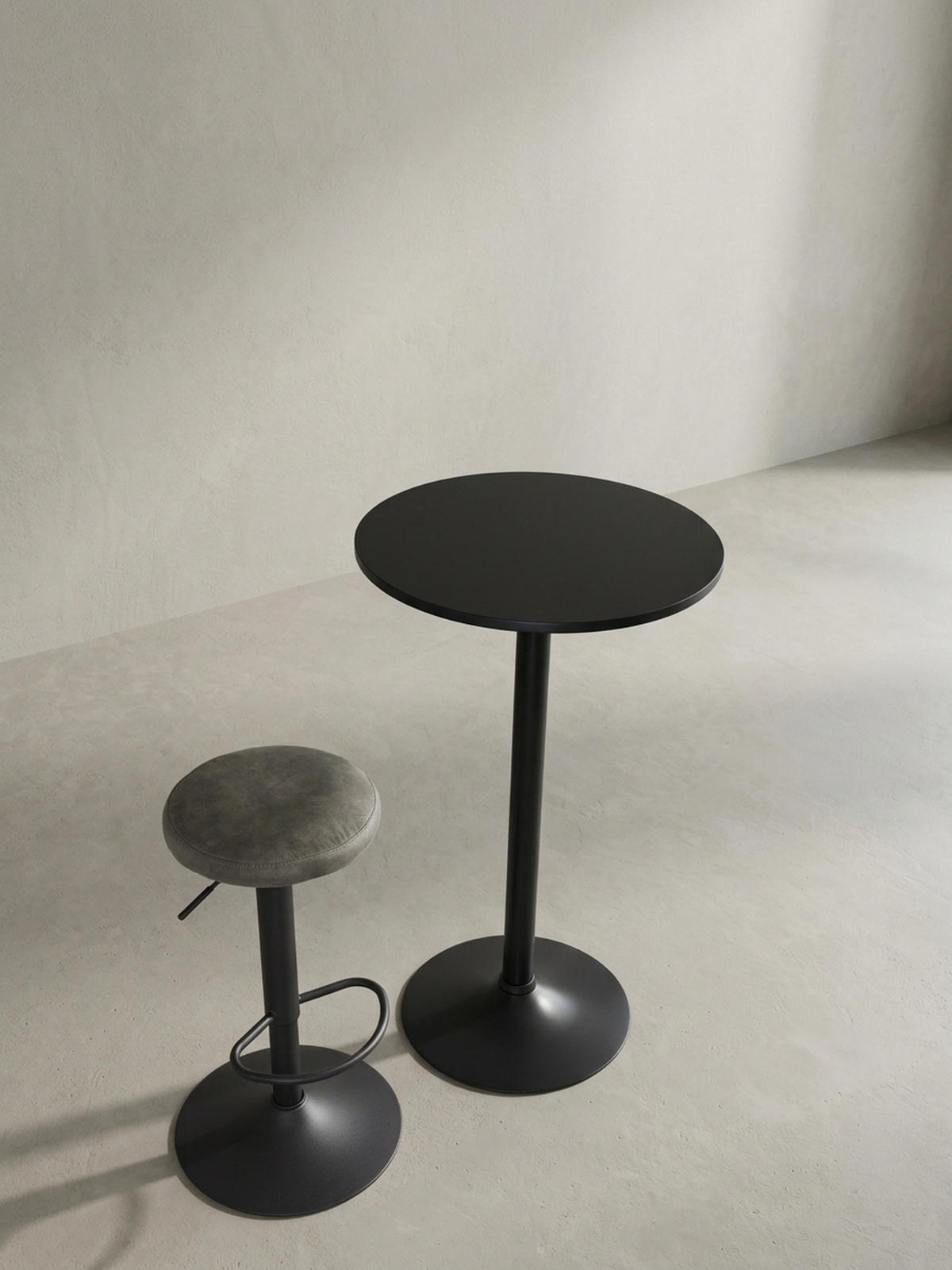 BARHOCKER Höhenverstellbar Eisen Samt Drehbar CAMPANIA, Grau 40x40x79 cm - Schwarz/Grau, Textil/Metall (40/79/40cm) - KADIMA DESIGN