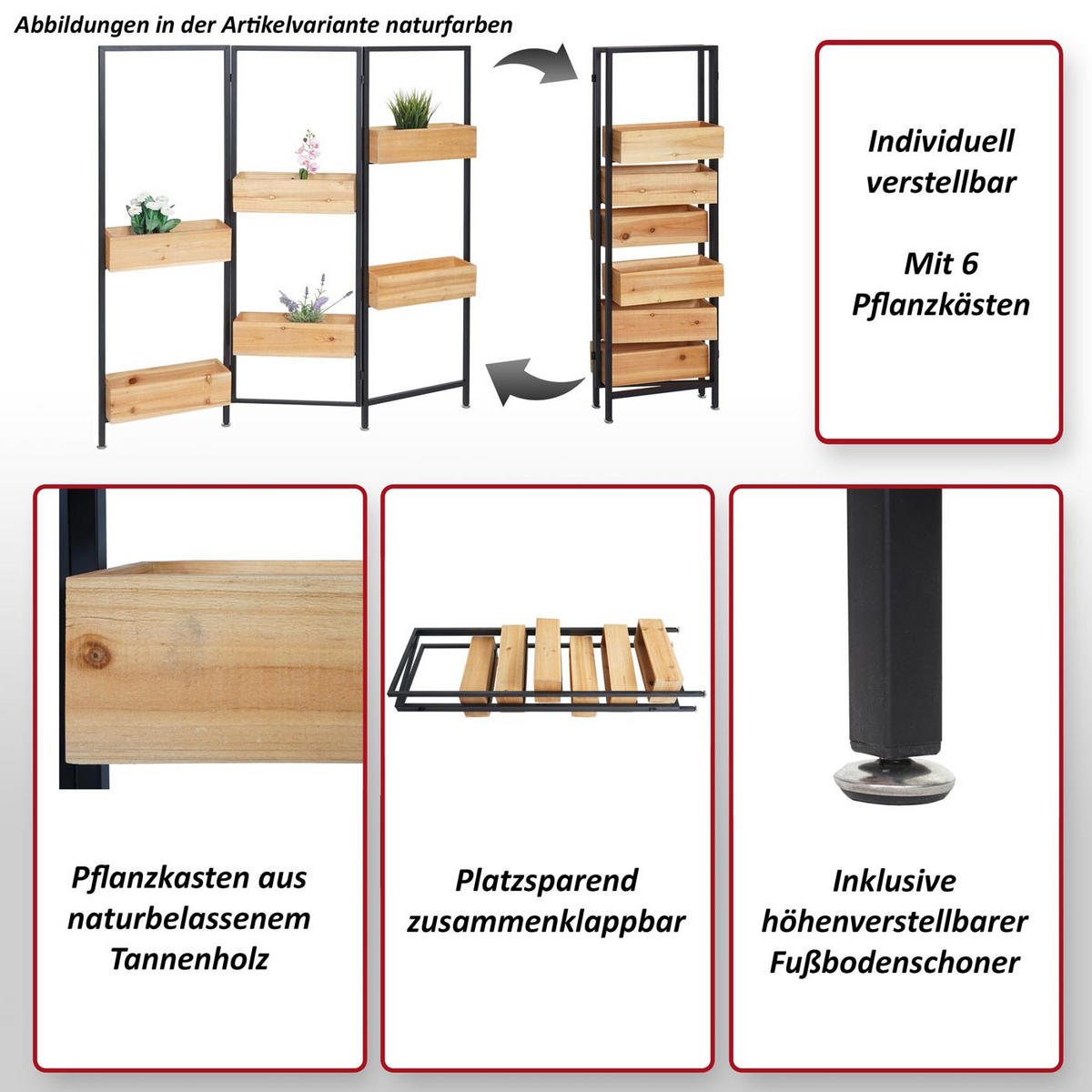 RAUMTEILER MIT PFLANZKASTEN Schwarz, Braun - Schwarz/Braun, Holz (118/116/13cm) - MCW