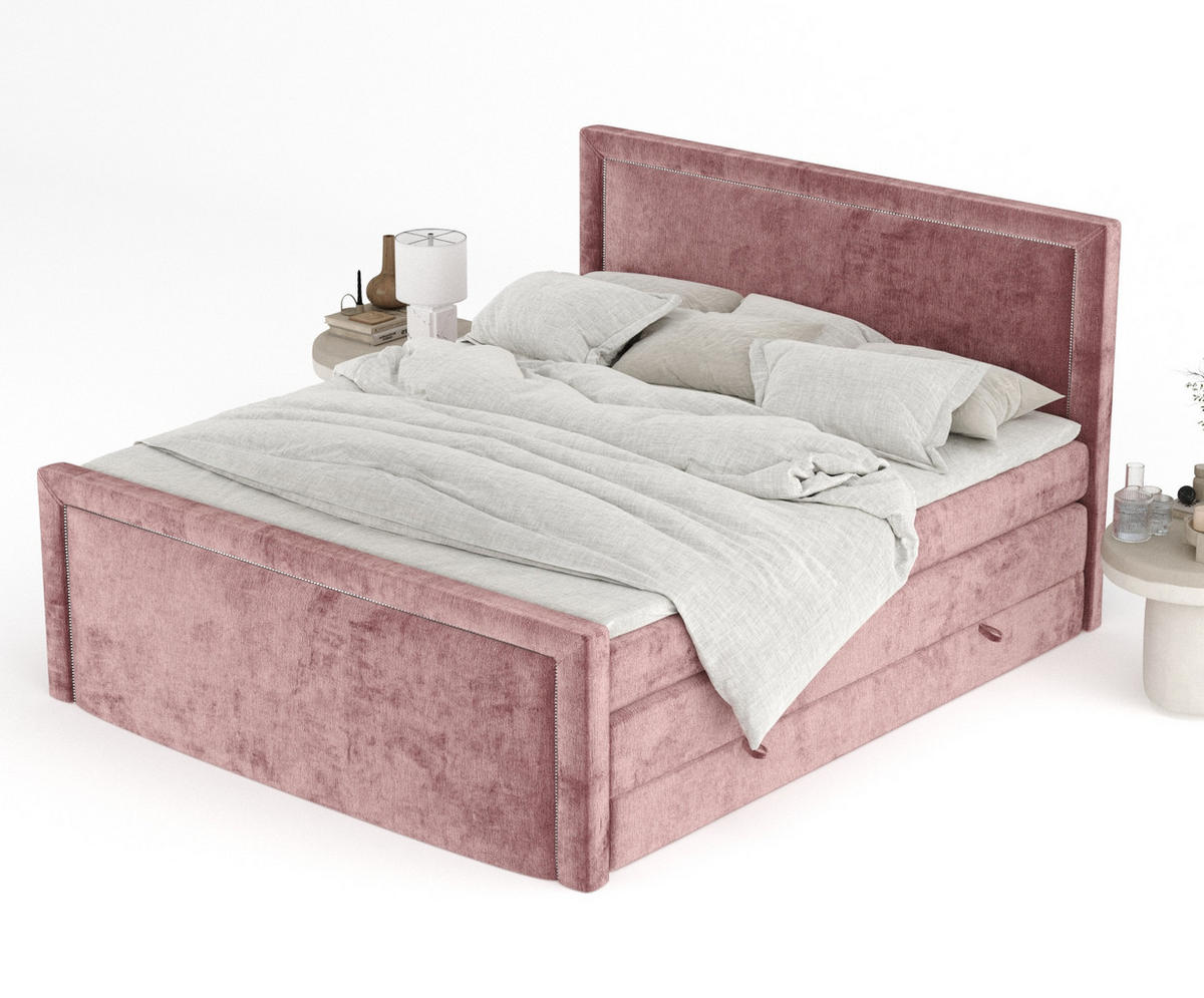 BOXSPRINGBETT Lavenda Rosa 160/200 cm - Schwarz/Rosa, Holz/Holzwerkstoff (160/200cm) - Maison de Reve