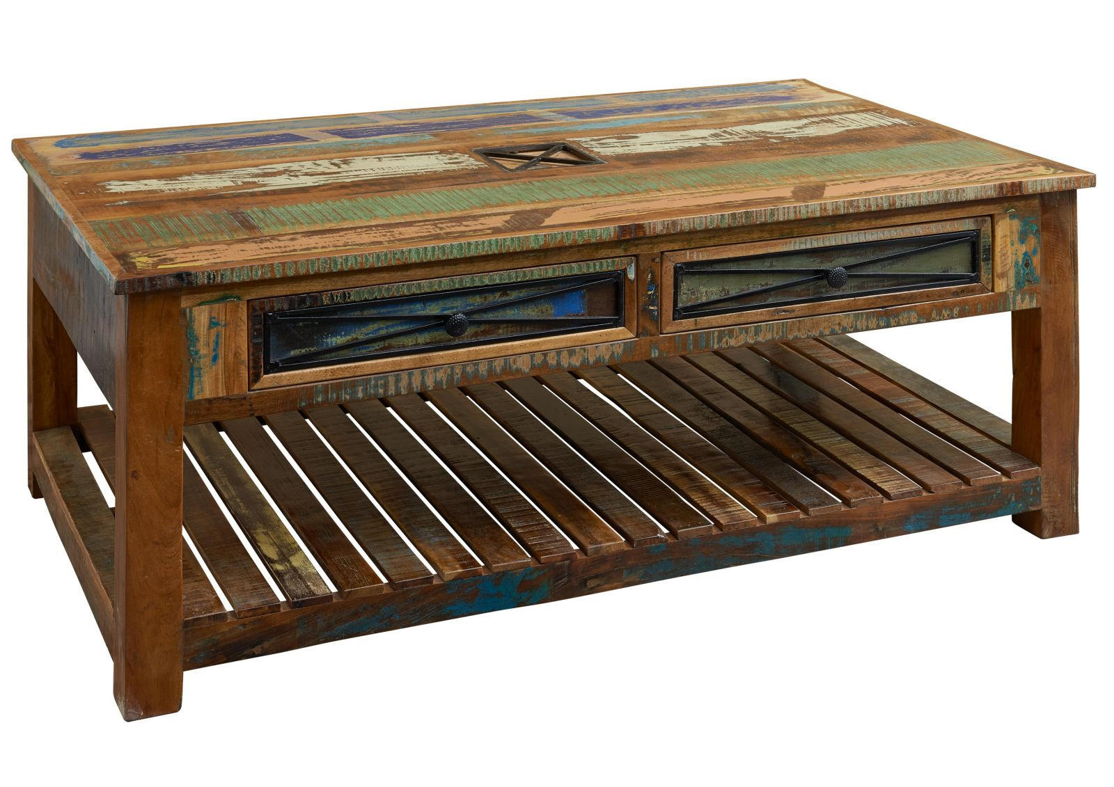 COUCHTISCH Altholz 140x80x55 mehrfarbig lackiert NATURE OF SPIRIT #108 - Multicolor, Holz (140/80/55cm) - Massivmoebel24
