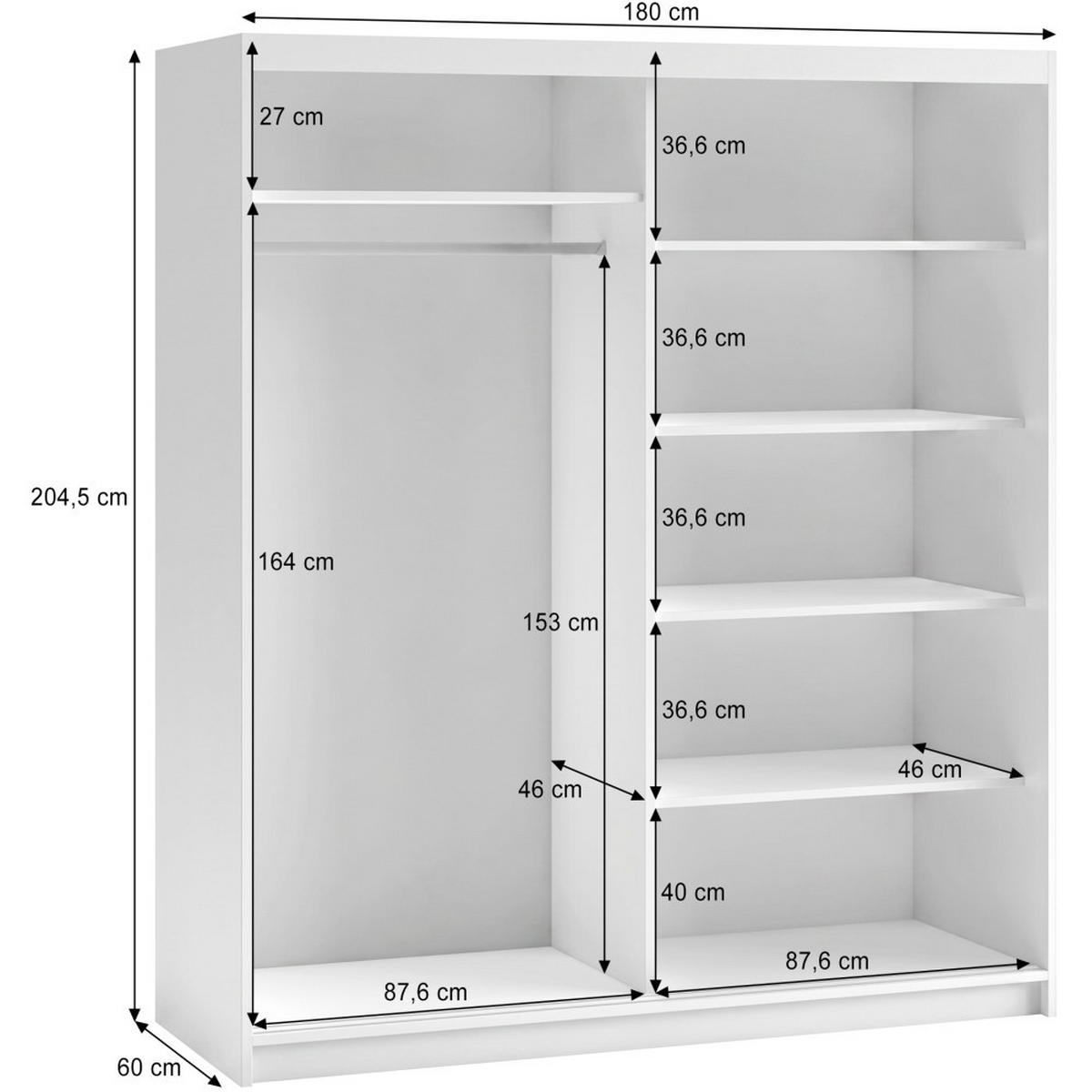 SCHWEBETÜRENSCHRANK Donatello 180/205/60 2-türig eiche Artisan mit Spiegel - Eiche Artisan, Holzwerkstoff (180/205/60cm) - Beautysofa