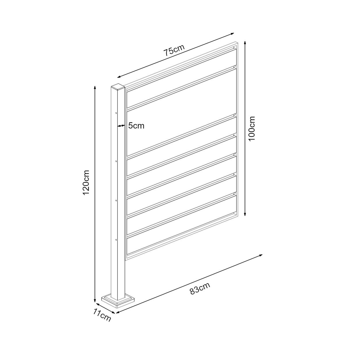 MÜLLTONNENBOX-ELEMENT Uusikaupunki - Anthrazit/Silberfarben, Metall (83/120/11cm) - [en.casa]