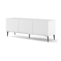 TV LOWBOARD Weiß, Weiß Hochglanz, Schwarz 150/56/42 - Weiß Hochglanz/Schwarz, Holzwerkstoff (150/56/42cm) - RAUMHIRSCH FURNITURE