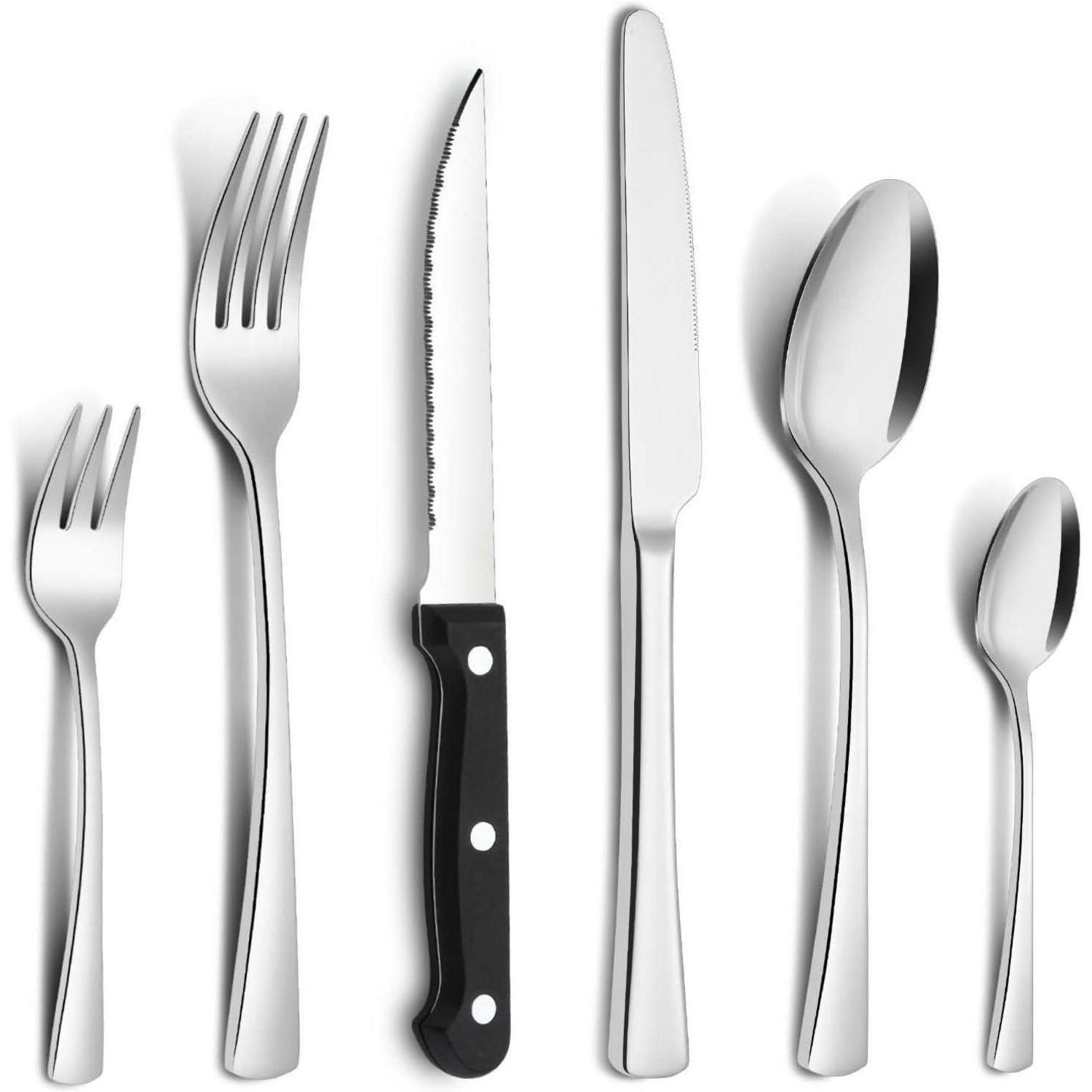 BESTECKSET 36-teilig für 6 Personen Edelstahl spülmaschinenfest - Silberfarben, Metall