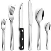 BESTECKSET 36-teilig für 6 Personen Edelstahl spülmaschinenfest - Silberfarben, Metall