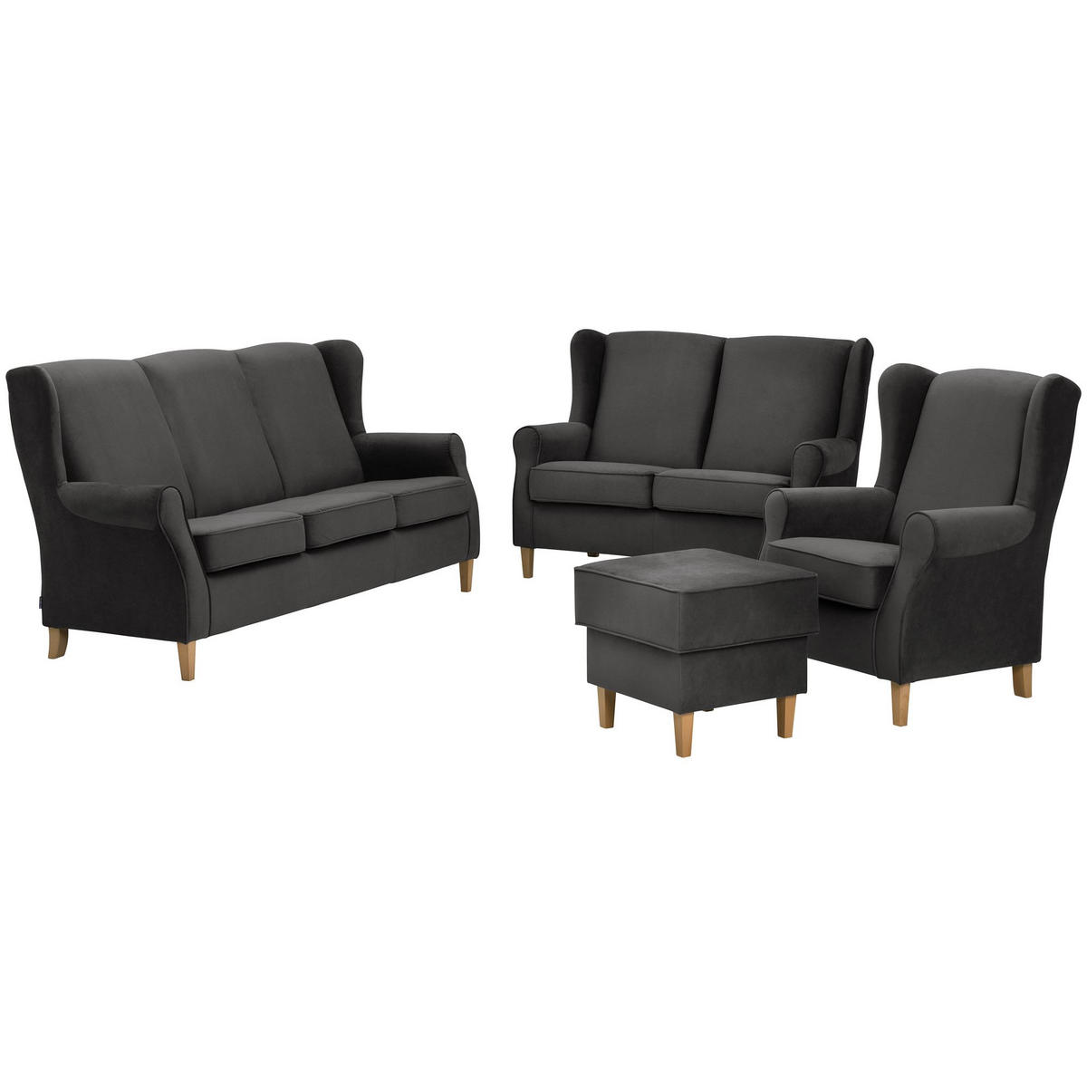 SOFA 3-Sitzer Karlen Flachgewebe hellbraun - Hellbraun, Kunststoff (193/103/86cm) - 58aufmkessel