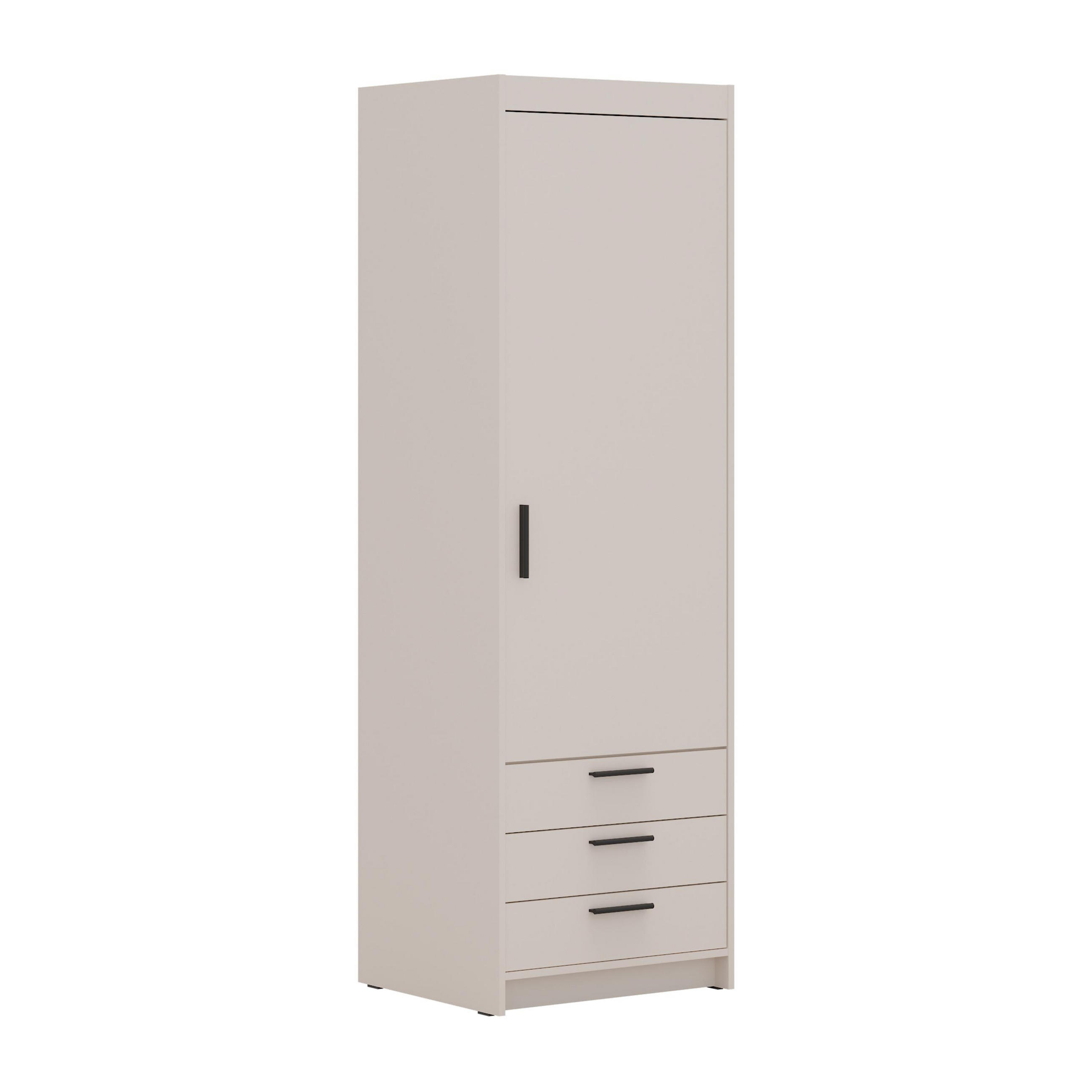 KLEIDERSCHRANK Storicos Beige 59,9/190,5/53 cm - 1T3S Modern mit Schubladen - Beige, Holzwerkstoff/Kunststoff (59.9/190.5/53cm) - AX Living