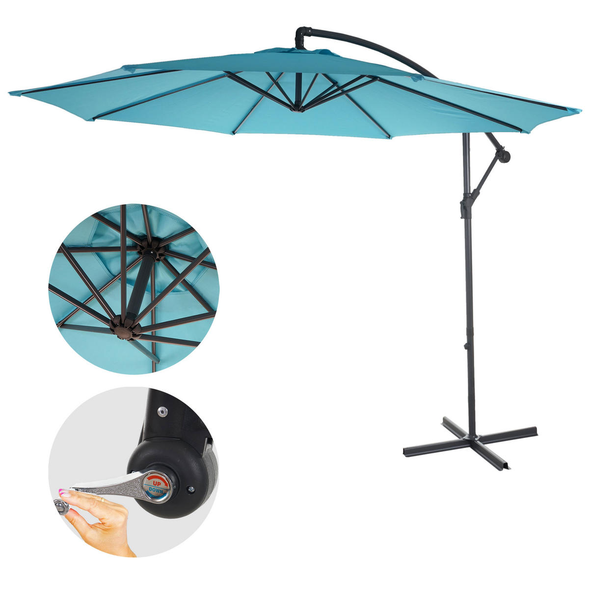 AMPELSCHIRM NEIGBAR Türkis - Türkis, Textil (360/295cm) - MCW