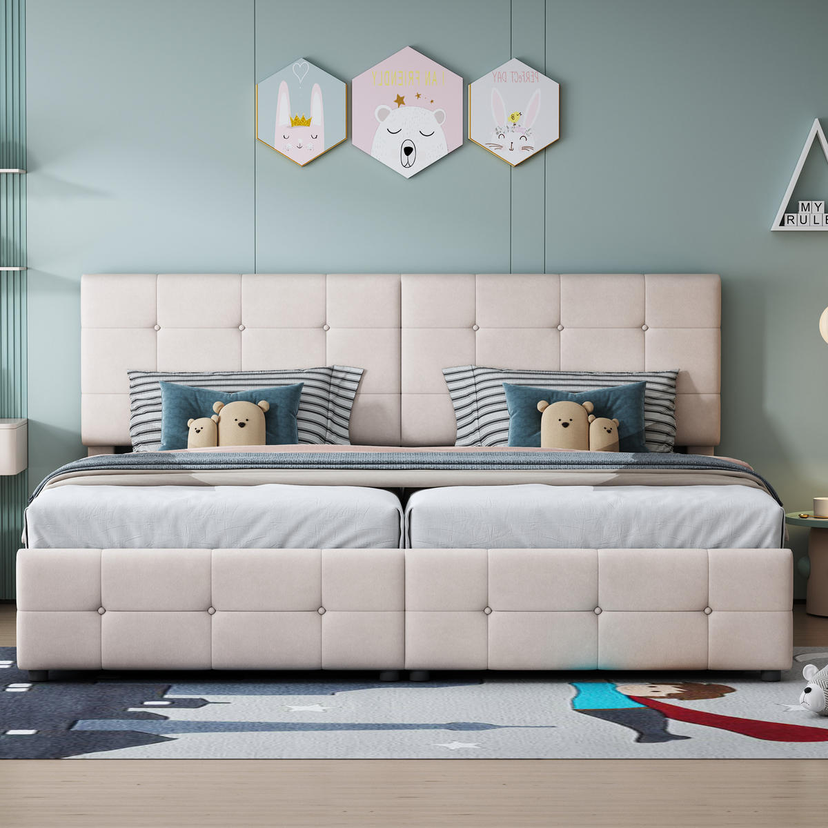 POLSTERBETT 180/200 cm hydraulisches Stauraumbett aus Samt in Beige - Beige, Textil (180/200cm) - OKWISH