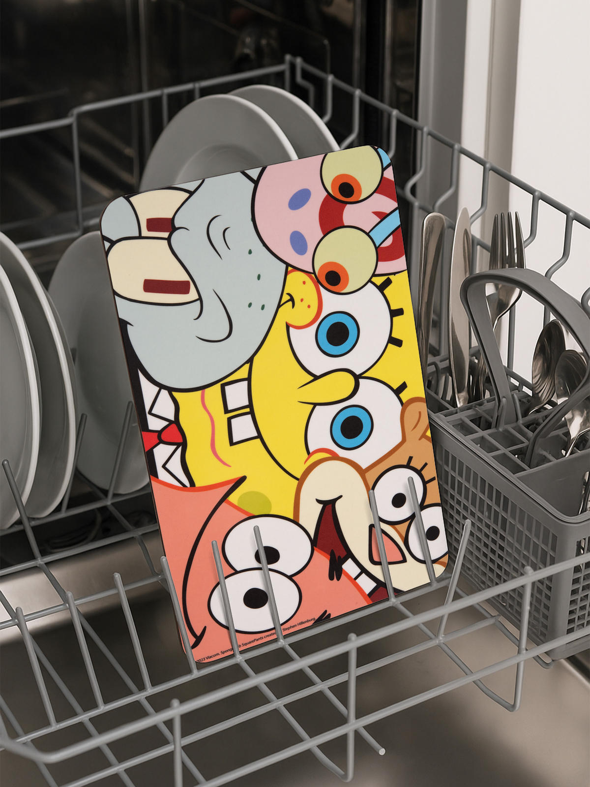 BRETTCHEN Spongebob Schwammkopf Friends allover Mehrfarbig 14,5 x 23,5 cm - Multicolor, Kunststoff (14.5/23.5cm)