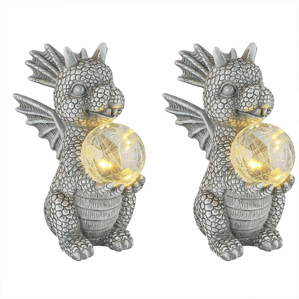 LED AUSSENLEUCHTE Drache Grau 2x - Grau, Glas (19/13.5/27.5cm) - Globo Lighting