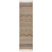 NATURTEPPICH handgewebt Jute-Wolle-Mix skandinavisch WHARFE, Braun-Grau 60x230 cm - Braun, Textil (60/230cm) - KADIMA DESIGN
