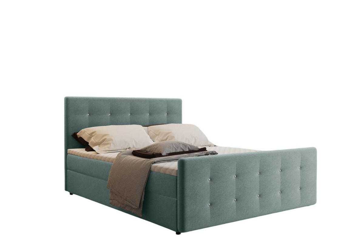 BOXBETT Mit Bettkasten Matratze Topper AMOR Grün 180x200 cm H3-Bonell - Grün, Holz/Textil (180/200cm) - Kaiser Möbel