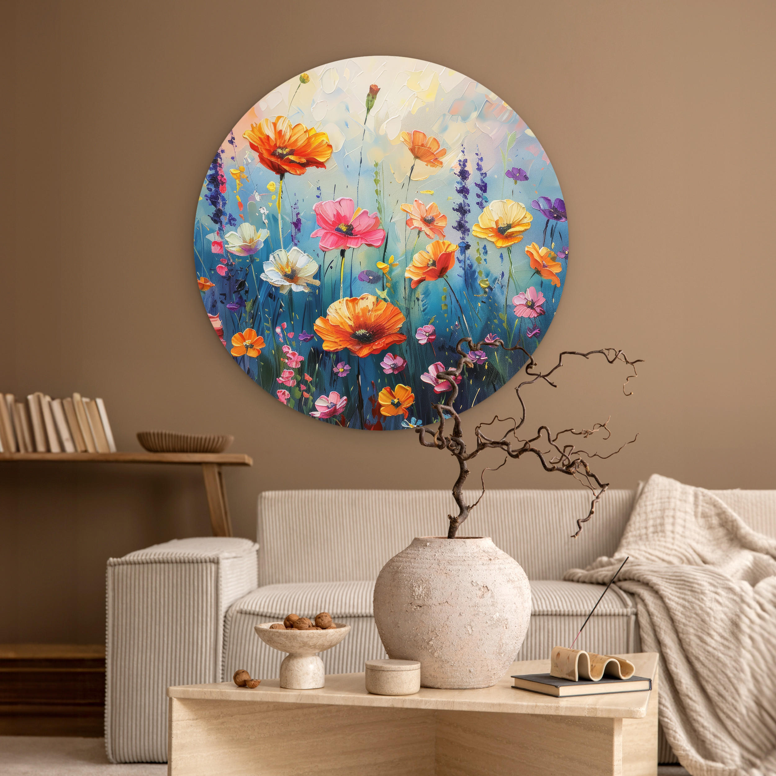 WANDBILD Blumen - Natur - Aquarell - Kunst 90x90 cm - Multicolor, Kunststoff (90/90cm) - MuchoWow