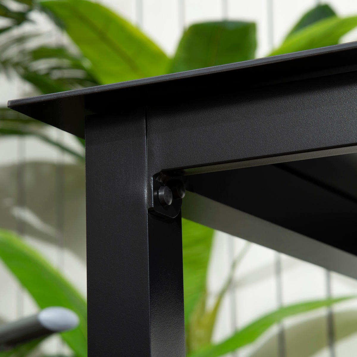 GARTENTISCH aus Aluminium 80x80x74 cm Schwarz mit Hartglasplatte und verstellbaren Fußpolstern - Schwarz, Metall (80/80/74cm) - Modfu