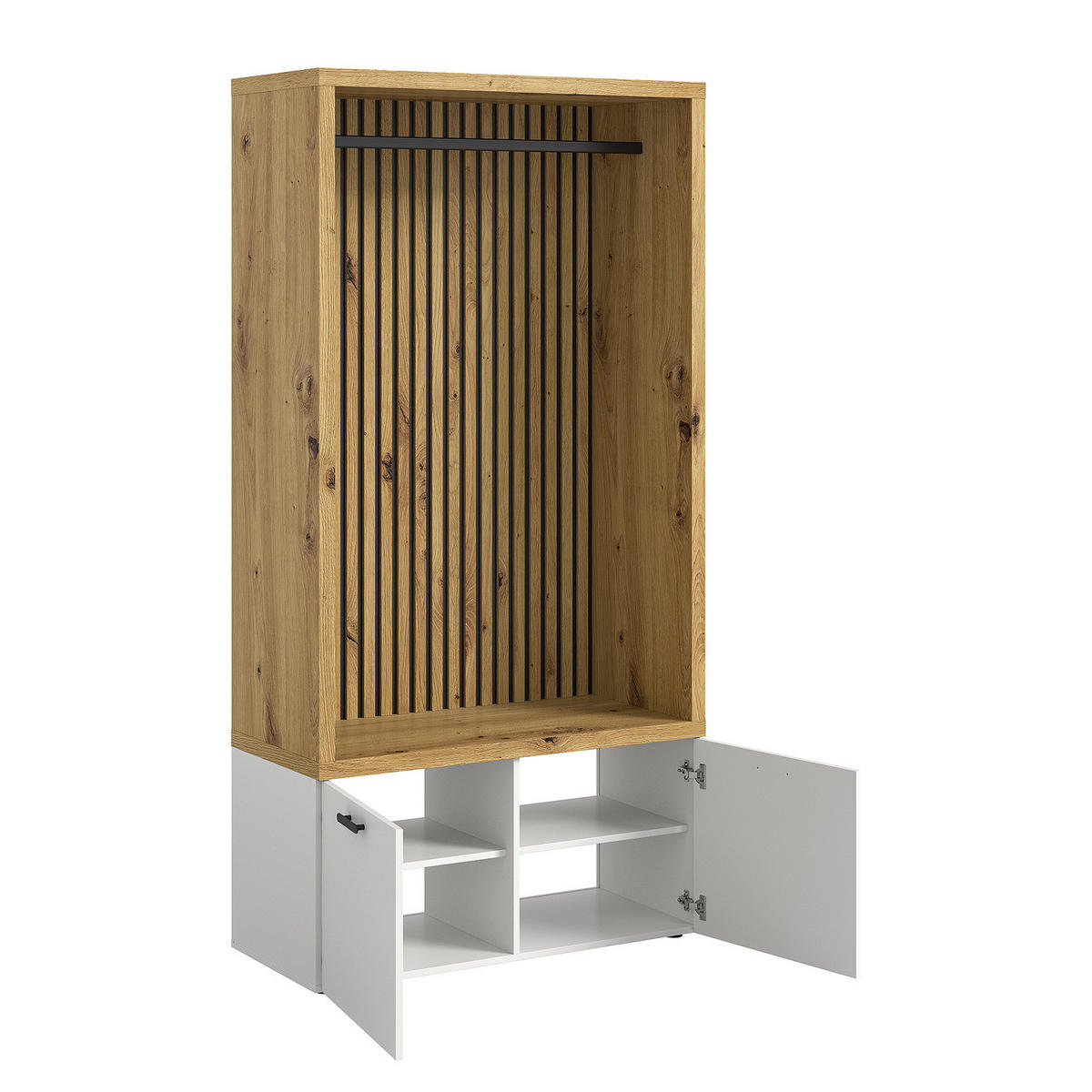 KOMPAKTGARDEROBE - Weiß / Eiche Artisan Dekor - Eichefarben/Weiß, Holzwerkstoff (106/200/47cm) - home24